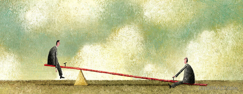 2 Men on Unballanced Teeter-Totter