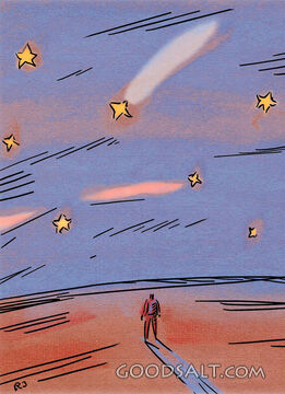 A Man Watching a Shooting Star in the Sky.