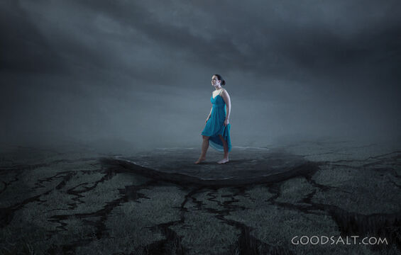 A Woman Stands on a Solid Rock