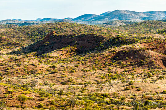 An outback dry rolling hills landscape.