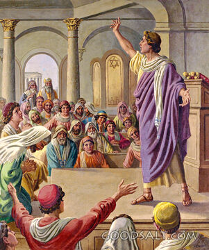 Apollos Preaching in Synagogue