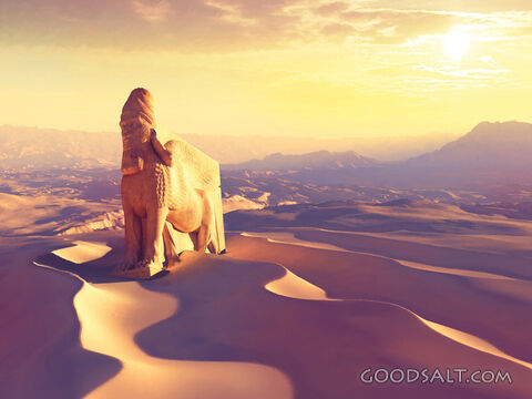 Assyrian Lamassu Statue in Sand