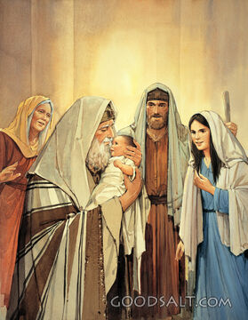Baby Jesus in the Temple As Simeon Blesses Him,