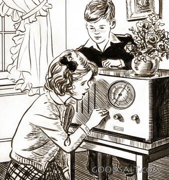 Boy and Girl with Radio