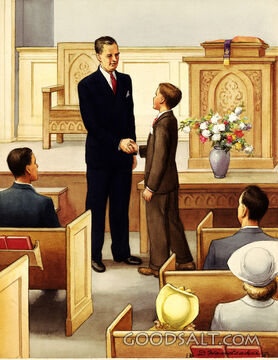 Boy Being Received into Church