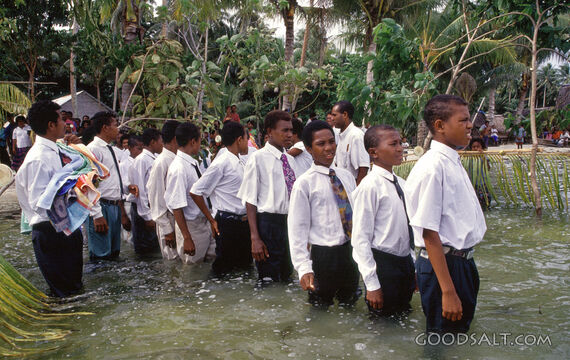 Boys Lining Up for Baptism at Kaisiga, Trobriand Islands