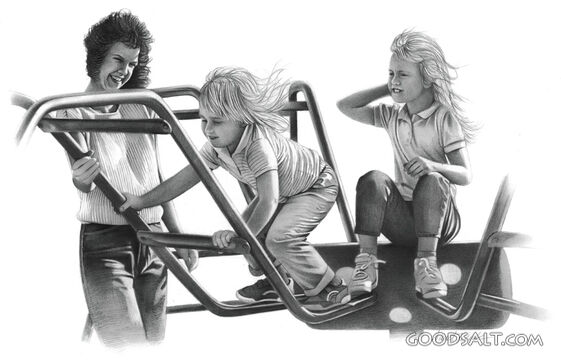 Children and Mom at Playground