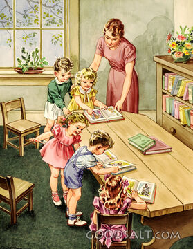 Children at Book Table