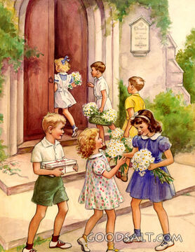Children Carrying Daisies to Church