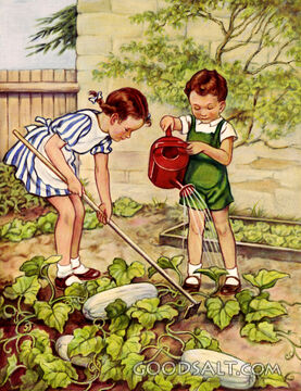 Children Hoe and Water Garden