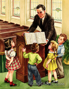 Children Looking at Bible