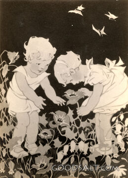 Children Looking at Flowers