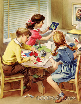 Children Making Christmas Cards