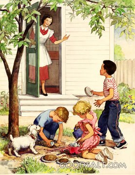 Children Making Mud Pies