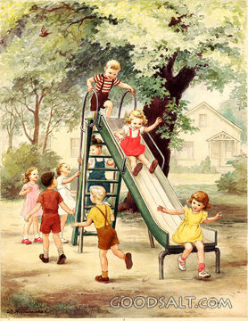 Children Playing on Slide