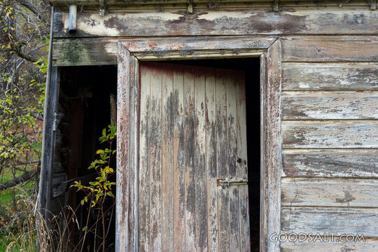 Close-up of old shed door.