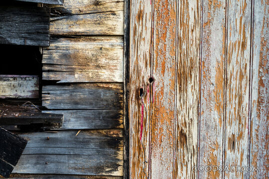Close-up of old shed door.