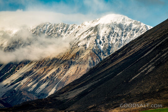 cloud encrusted mountain range