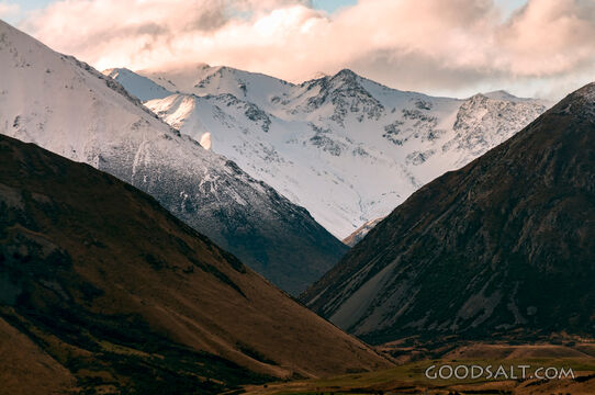 cloud encrusted mountain range