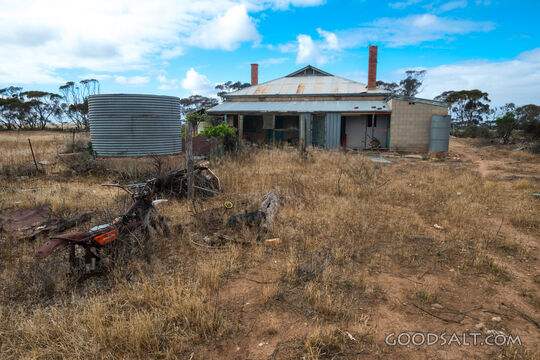 derelict farmhouse in dry country
