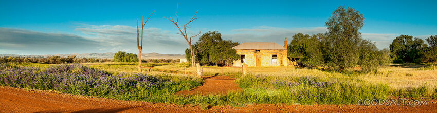 derelict house in lonely desert country