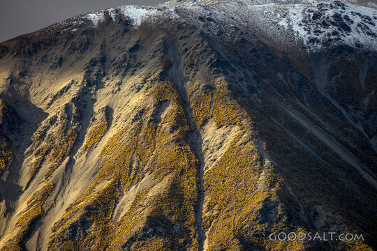 Detail of vertical side of low mountain.