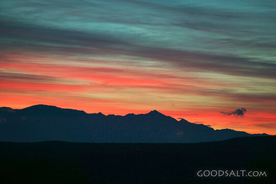 Early or Late Sun With Mountains on Horizon