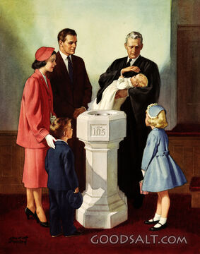 Family With Baby Being Baptized