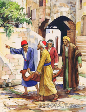 Four Friends Carrying Man with Palsy