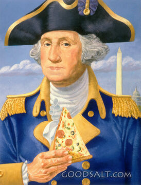 George Washington Eating Pizza