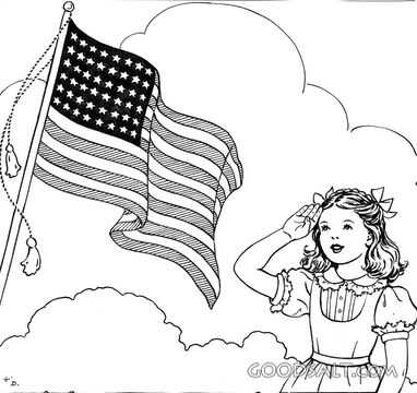 Girl Saluting American Flag