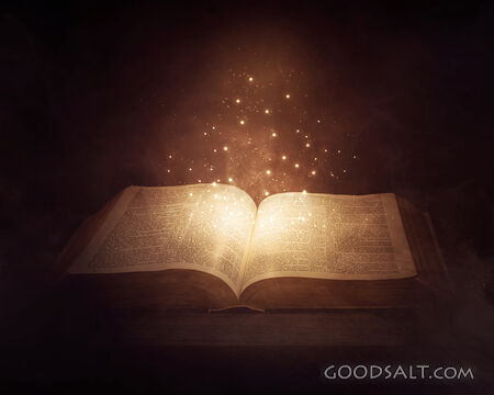 Glowing Lights above Bible