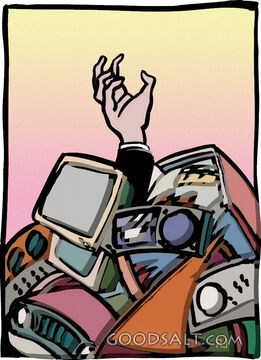 Hand Reaching Out of a Pile of Garbare