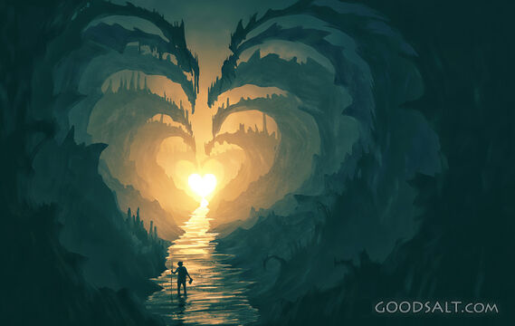 Heart Shaped Path Through Rocks