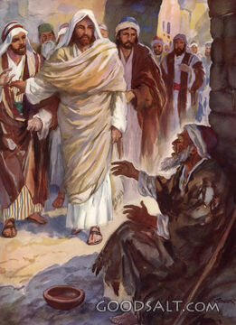 Jesus and the Blind Beggar beside the Road