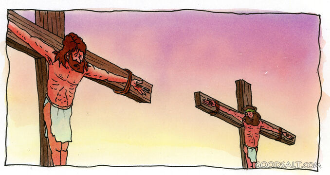 Jesus Is Crucified between Two Criminals