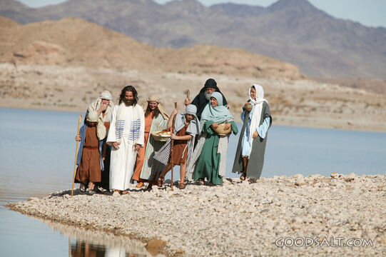 Jesus With a Group of People at River's Edge