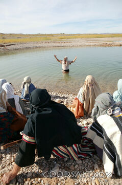 John the Baptist Attracts a Crowd at the River Jordan