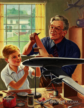 Man and Boy With Model Plane