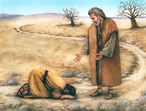 Man Bows Before Man Traveling on Road