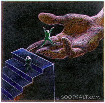 Man Leaping Into God's Hand