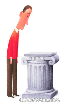 Man Looking at Pedestal