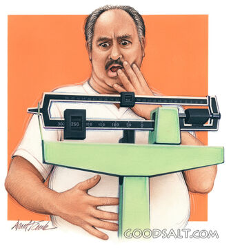 Man on Scale Overweight