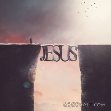 Man Passing over the Cliff With Jesus