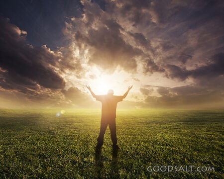 Man Praising at Sunset