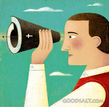 Man Using Bible As Telescope