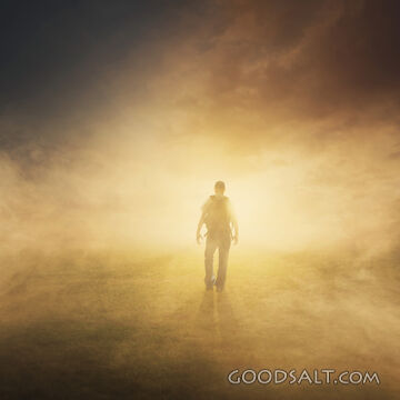 Man Walking Through Fog