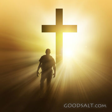 Man Walking Towards the Cross