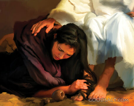 Mary Washes Jesus Feet With Her Hair