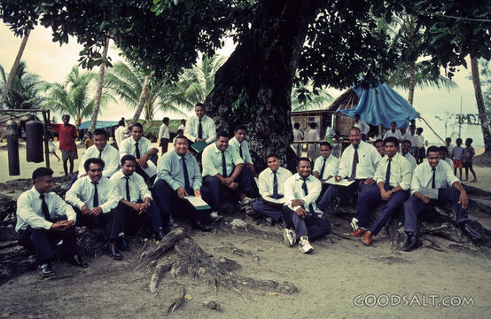 Mens Chorus at the Camp Meeting in Kaisiga, Trobriand Island